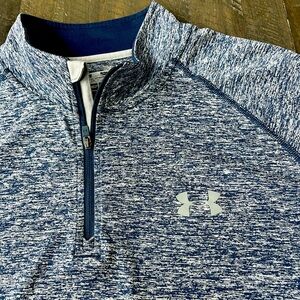 Under Armour Jacket 1/4 Zip Loose HeatGear Navy Blue Golf Athletic Mens Sz Large
